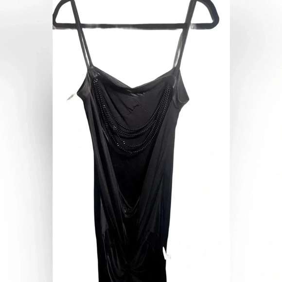 Rock & republic blck chain detail low back spaghetti strap evening party dress 8 - Picture 3 of 7